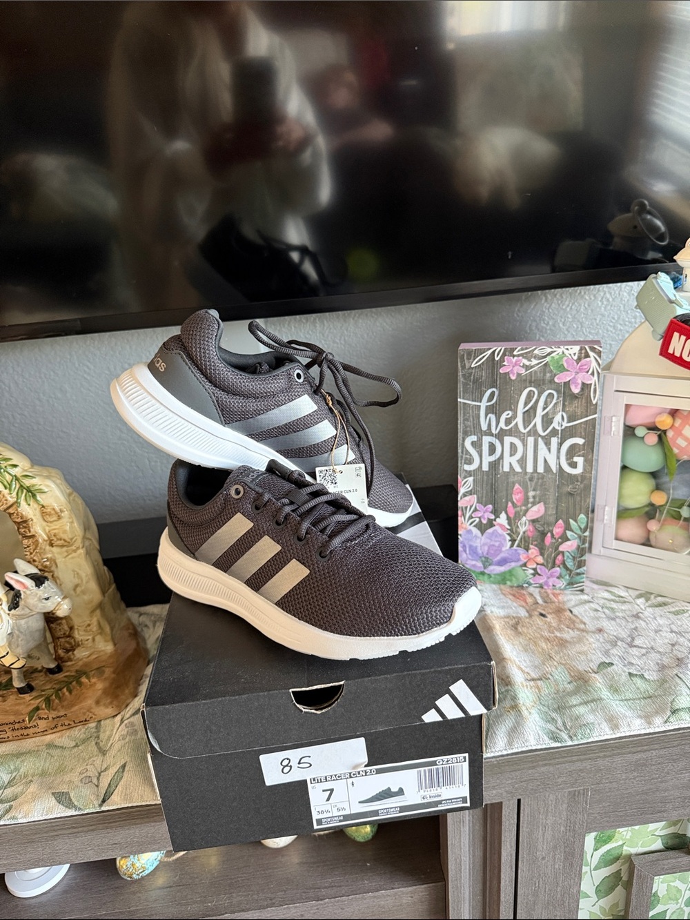 ADIDAS Women's BLACK WITH DARK GREY STRIPES Athletic Sneakers